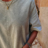 ENSENADA LIGHT MINT GREEN DENIM DRESS