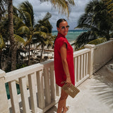 CALIENTE RED DENIM DRESS
