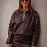 ADALEE BURGUNDY WOVEN ZIP JACKET