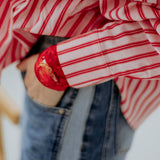 XOXO PINK/RED STRIPED BLOUSE