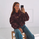 NAIDA BURGUNDY CHECKERED JACKET
