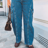BLUE CARGO BARREL JEANS 3673
