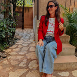 SMILES ONLY RED BLAZER
