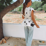 COASTAL CHIC ECRU POLKADOTS BLOUSE