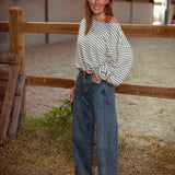 PRE-ORDER ASTER ECRU/BROWN STRIPED LONGSLEEVE SHIRT