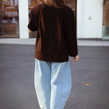 ROXIE BROWN CONTRAST STITCH BLAZER