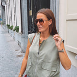 WYNONNA KHAKI SLEEVELESS JACKET