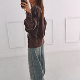 BLUE BUTTON BALLOON JEANS A5241