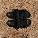 SHAMS BLACK SUEDE SLIPPERS