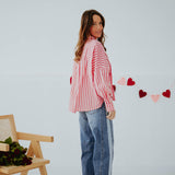 XOXO PINK/RED STRIPED BLOUSE