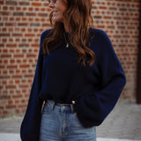 MACKENZIE DARK BLUE KNIT SWEATER