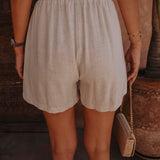 FARIDJA ECRU LINEN SHORT