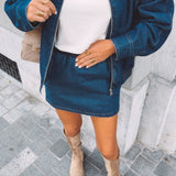 JOANN DARK BLUE DENIM TWO-PIECE SET