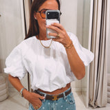 SIGRID WHITE CROPPED BLOUSE