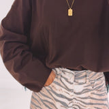 ANNELIES DARK BROWN FRINGE SWEATER