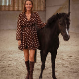 SKYE BROWN POLKADOTS DRESS