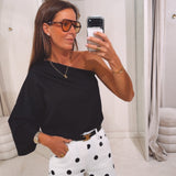 ASTER BLACK ONE SHOULDER TOP