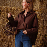MUSTANG BROWN FRINGE BLOUSE