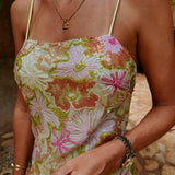 GLITTERATI GREEN FLOWER DRESS