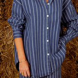AMARYLLIS DARK BLUE DENIM STRIPED BLOUSE