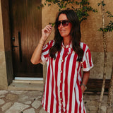 ILUSION RED/WHITE STRIPED PLAYSUIT