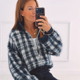 BENTE DARK BLUE/BEIGE CHECKERED CARDIGAN
