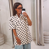 ELISE ECRU SHORTSLEEVE POLKADOTS BLAZER