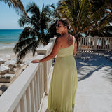 NABILA ALLURE MINT GREEN ONE SHOULDER DRESS
