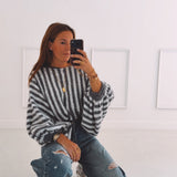 CHESTINA GREY STRIPED PULLOVER