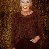 YRENIA BROWN FLUFFY PULLOVER