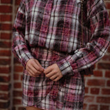 HAZY HUG BORDEAUX CHECKERED SKIRT