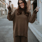 SIMPLY COSY BROWN COMFY TWO-PIECE SET