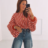 CHESTINA RED STRIPED PULLOVER