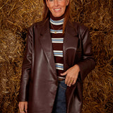 NORAH BROWN RIBBED TURTLENECK STRIPED LONGSLEEVE SHIRT