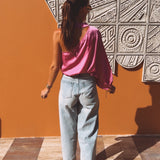 LEONA PINK ONE SHOULDER BLOUSE