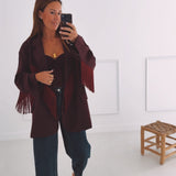 JOLENE BURGUNDY FRINGE BLAZER