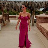 ILHAM FUCHSIA OFF SHOULDER DRESS