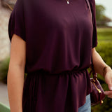 CERELIA BURGUNDY RIBBED BLOUSE