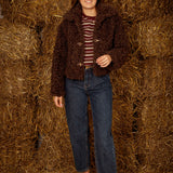 CADENCE BURGUNDY/BROWN STRIPED LONGSLEEVE SHIRT