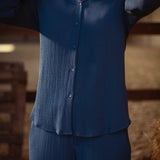 AVELINE BLUE RIBBED TWO-PIECE SET