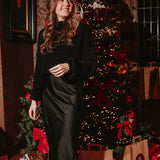 IT'S THE BEST TIME OF THE YEAR BLACK SATIN RHINESTONE SKIRT