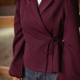 DELLA-RAE BORDEAUX WRAP BLAZER