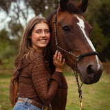 AUBURN BROWN LACE ONE SHOULDER TOP