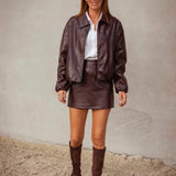 ADALEE BURGUNDY WOVEN ZIP JACKET