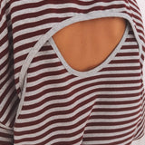 SEVERINE GREY/BORDEAUX STRIPED SWEATER