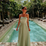 DULCE AURORA MINT GREEN BANDEAU DRESS