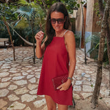 ALEGRE RED LINEN DRESS