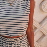 LAYALI BEIGE STRIPED TWO-PIECE SET