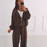 STELLA BROWN CHECKERED TWO-PIECE SET