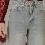 PRE-ORDER LIGHT BLUE RHINESTONE BALLOON JEANS A3349